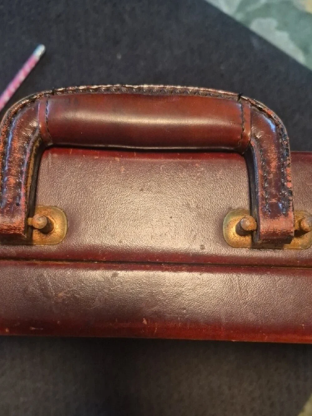 Classic Brown Leather Briefcase with Gold Hardware